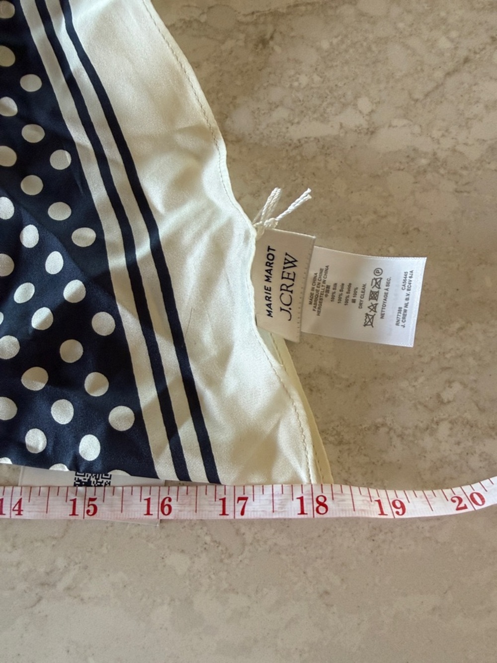 NWT Marie Marot x J. Crew Navy and Cream Polka Dot Silk Scarf - Picture 4 of 5